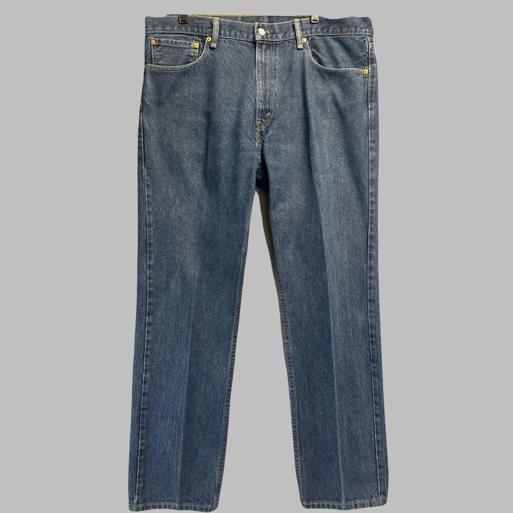 Levis 505 Regular Fit Straight Leg Jeans Mens 38x32 Blue Rigid Denim Classic